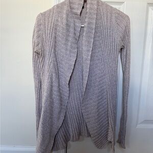 Express Light Taupe Open-Front Ribbed Women's Cardigan
